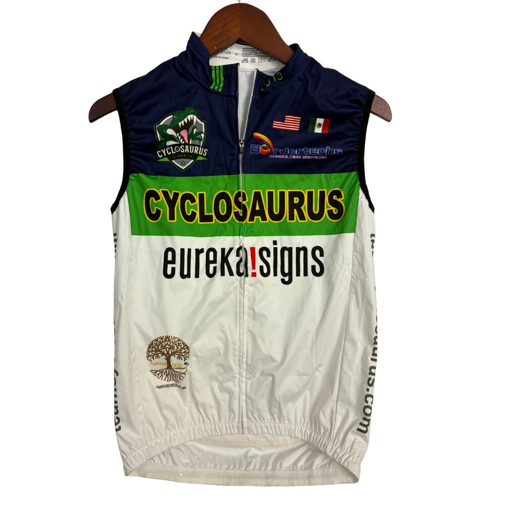 Cyclosaurus El Paso Cycling Vest Small Full Zip Bike Jersey Eureka Signs Texas